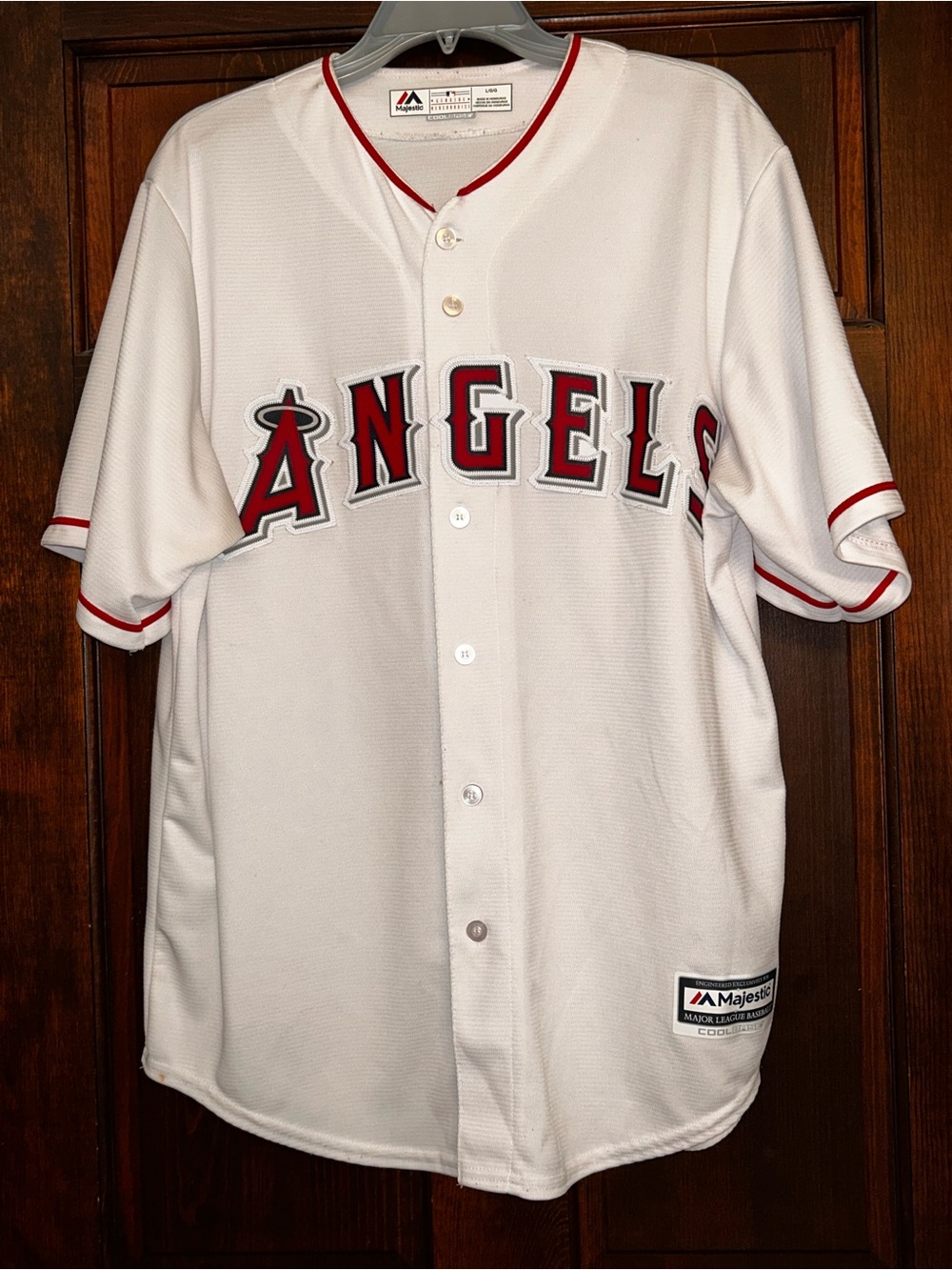 Majestic Los Angeles Angels Mike Trout #27 MLB Cool Base Jersey White Size L